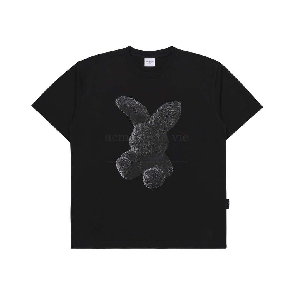 NWT [acmé de la vie] BLACK FUZZY RABBIT SHORT SLEEVE T-SHIRT BLACK Size 1